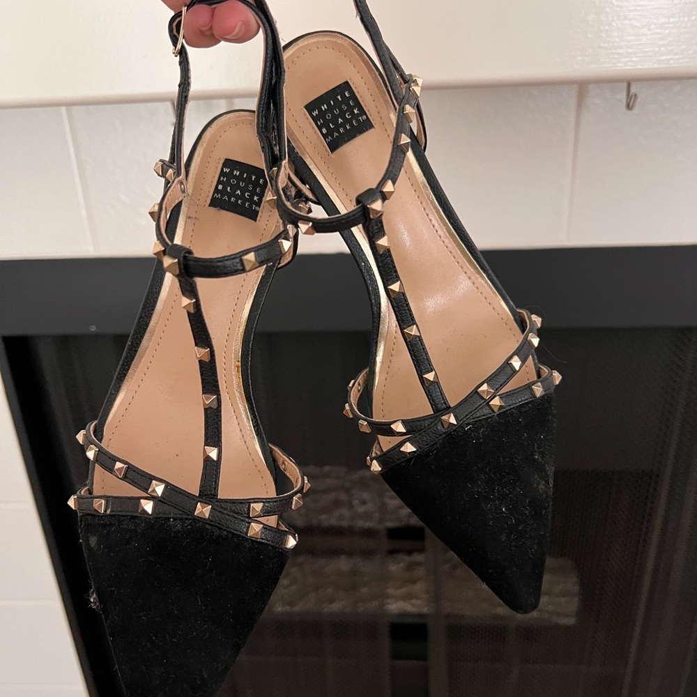 Black Studded Slingback Heels